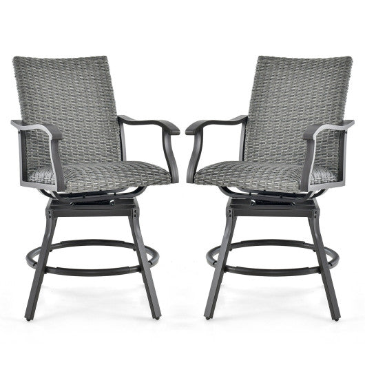 2 Pieces Patio Swivel Bar Chair Set with 4D Air Fiber Cushion Online