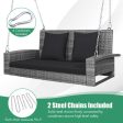 2-Person Patio PE Wicker Hanging Porch Swing Bench Chair Cushion 800 Pounds-Black on Sale