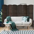 6.5Ft 6-Panel Weave Folding Fiber Room Divider Screen-Brown on Sale