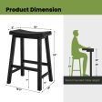 Set of 2 24 Inch Counter Height Stools with Solid Wood Legs-Black Online now