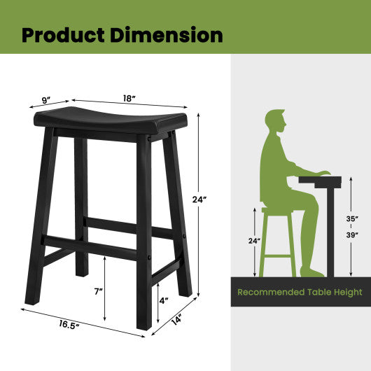 Set of 2 24 Inch Counter Height Stools with Solid Wood Legs-Black Online now