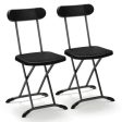 2 Pieces Outdoor Folding Chair Set with Sturdy Frame and Ergonomic Backrest-Black For Cheap