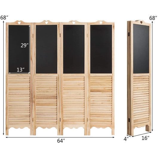 4-Panel Folding Privacy Room Divider Screen with Chalkboard For Discount