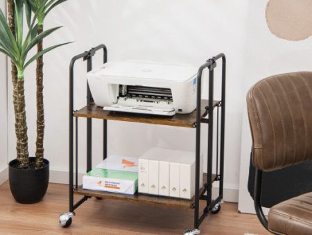 Folding Rolling Cart with Metal Frame-2-Tier Discount