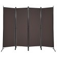 4-Panel  Room Divider with Steel Frame-Brown Fashion