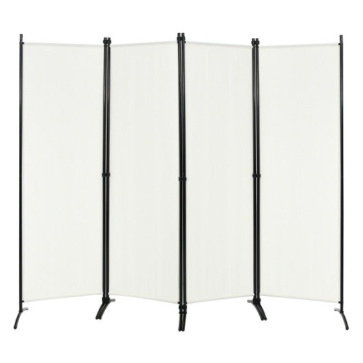 4-Panel  Room Divider with Steel Frame-White Sale