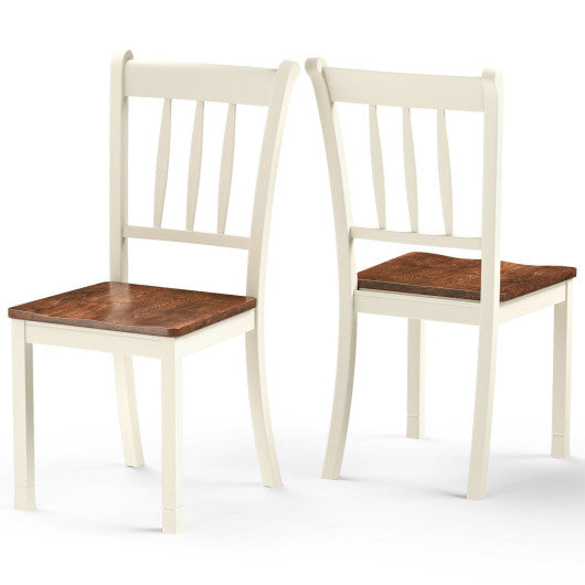 2 Pieces Solid Whitesburg Spindle Back Wood Dining Chairs-White Sale