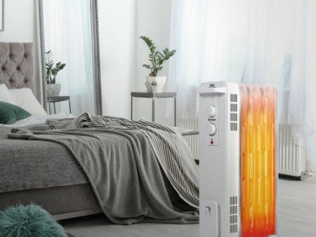 1500 W Oil-Filled Heater Portable Radiator Space Heater with Adjustable Thermostat-White Fashion