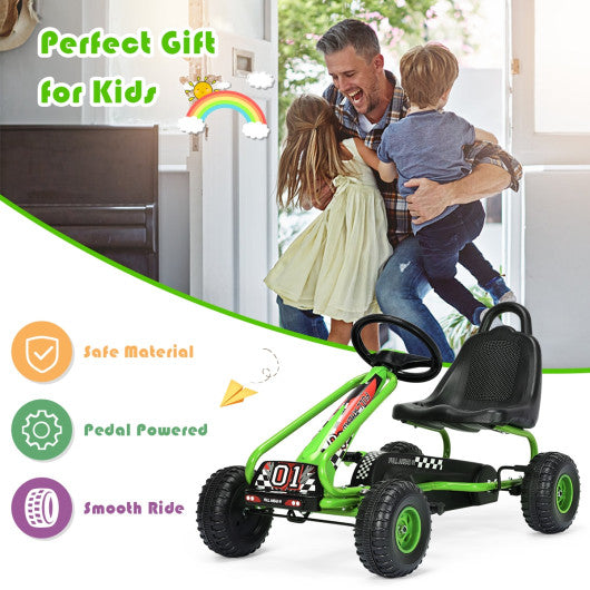 4 Wheel Pedal Powered Ride On with Adjustable Seat-Green Online now