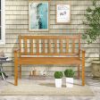 2-Person Outdoor Acacia Wood Bench with Backrest Online Hot Sale