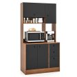 71 Inch Kitchen Pantry with 3 Storage Cabinet and 3 Deep Drawers-Walnut For Discount