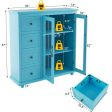 Buffet Sideboard Table Kitchen Storage Cabinet with Drawers and Doors-Blue For Discount