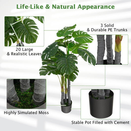 4 Feet Artificial Tree Artificial Monstera Palm Tree Fake Plant Fashion