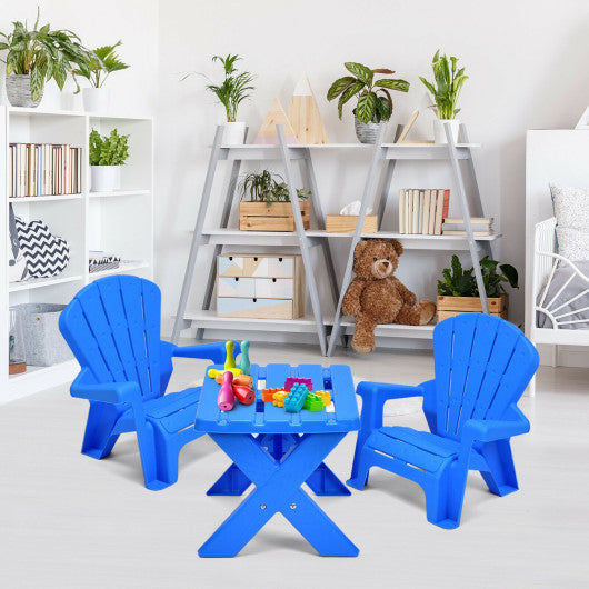 3-Piece Plastic Children Table Chair Set-Blue Discount