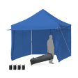 10 x 10 Feet Pop-up Gazebo with 5 Removable Zippered Sidewalls and Extended Awning-Blue Fashion