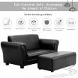 Black White Kids Double Sofa with Ottoman-Black Sale