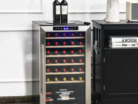 20 Inch Wine Refrigerator for 33 Bottles and Tempered Glass Door-Silver Hot on Sale