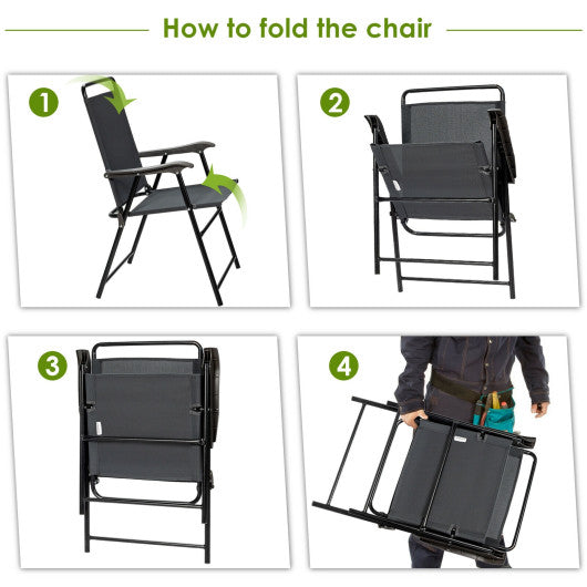 4 Pieces Portable Outdoor Folding Chair with Armrest Sale