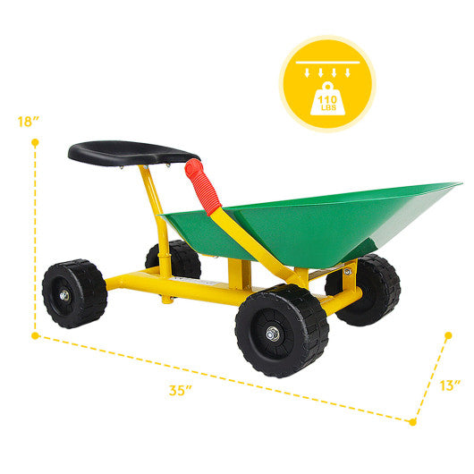 8  Heavy Duty Kids Ride-on Sand Dumper w  4 Wheels-Green For Discount