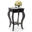 2-Tier End Table with Drawer and Shelf for Living Room Bedroom-Black Online now