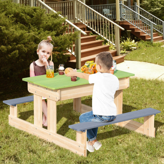 3-in-1 Outdoor Wooden Kids Water Sand Table with Play Boxes Supply