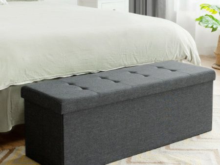 Fabric Folding Storage with Divider Bed End Bench-Dark Gray Sale