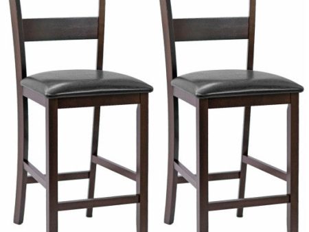 2-Pieces Upholstered Bar Stools Counter Height Chairs with PU Leather Cover Online Sale