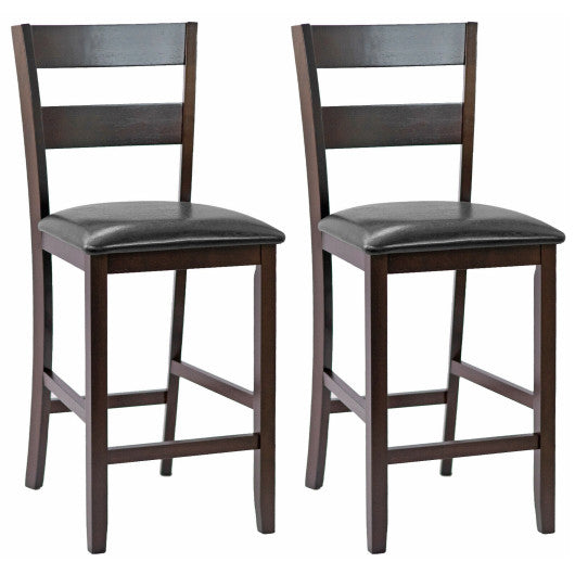 2-Pieces Upholstered Bar Stools Counter Height Chairs with PU Leather Cover Online Sale