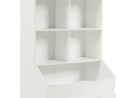 3-Tier Children s Multi-Functional Bookcase Toy Storage Bin Floor Cabinet-White Fashion