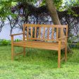 2-Person Outdoor Acacia Wood Bench with Backrest Online Hot Sale