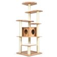 7-Layer Wooden Cat Tree Tall Cat Tower with Sisal Posts and Condo-Natural Online