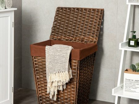 Foldable Handwoven Laundry Hamper with Removable Liner-Brown Cheap