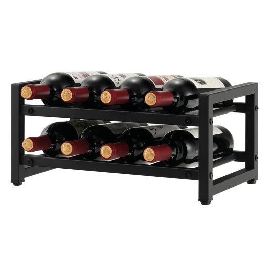 2-Tier 8-Bottle Display Wine Rackwith Adjustable Foot Pads Online Sale