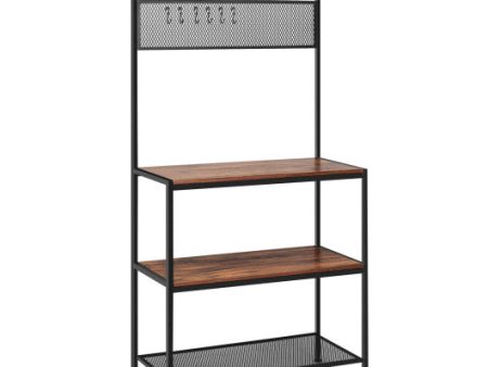 4-Tier Kitchen Rack Stand with Hooks and Mesh Panel on Sale