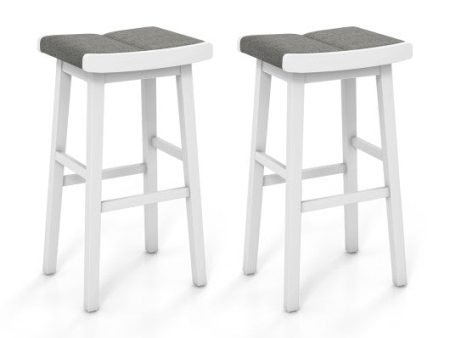 2 Pieces 26 31.5 Inch Upholstered Saddle Barstools with Padded Cushions-31.5 inches Sale