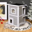 2-Story Wooden Cat House with Escape Door Rainproof Online Sale