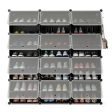 12-Cube 48 Pairs Portable Shoe Shelves with Hook-Black on Sale