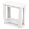 2-Tier Modern Compact End Table with Storage Shelf-White Sale