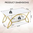 2-Tier Coffee Table Gold Rectangle for Living Room-Golden For Discount