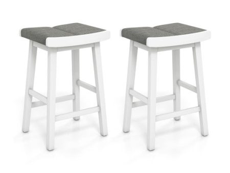 2 Pieces 26 31.5 Inch Upholstered Saddle Barstools with Padded Cushions-26 inches on Sale