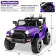 12V Kids Ride On Truck with Remote Control and Headlights-Purple Supply