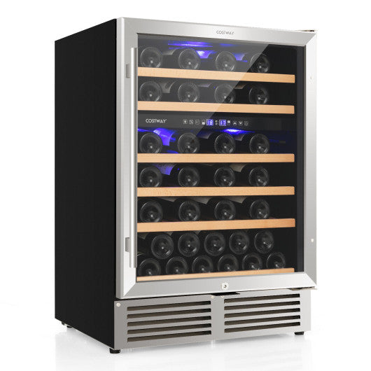 Dual Zone Wine Cooler for 51 Bottles with Reversible Door-Silver Online Sale