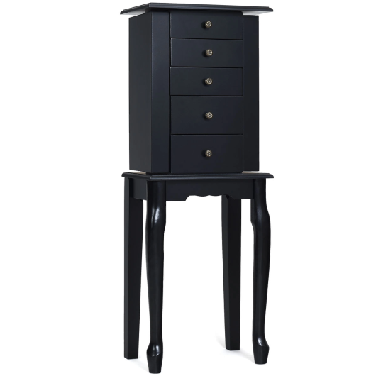 2 Colors Armoire Storage Standing Jewelry Cabinet with Mirror-Black Sale