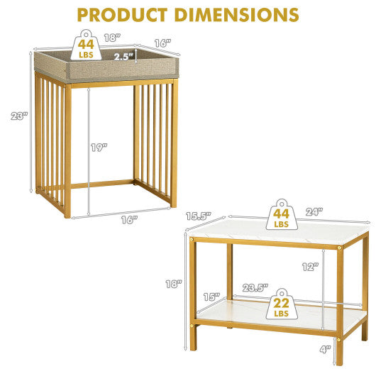 2 Pieces Nesting Coffee Table Set for Living Room-White Supply