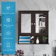 Bathroom Wall Mount Mirror Cabinet Organizer-Brown For Sale