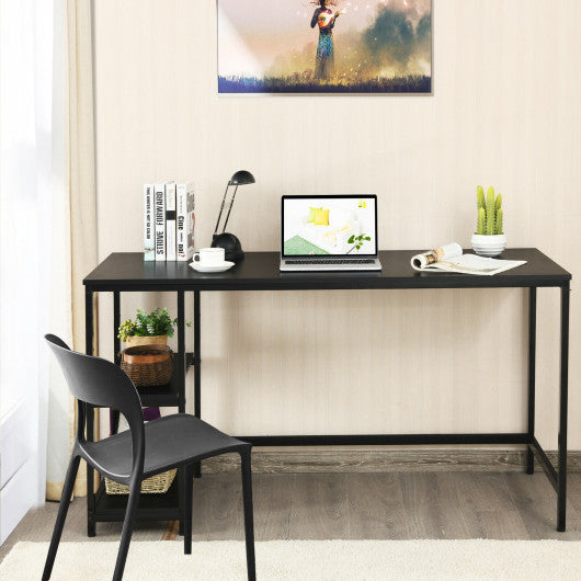 47  55  Computer Desk Office Study Table Workstation Home with Adjustable Shelf Black-L Fashion