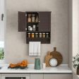 2-Doors Bathroom Wall-Mounted Medicine Cabinet with Towel Bar-Brown Online now