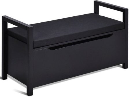 34.5 —15.5 —19.5 Inch Shoe Storage Bench with Cushion Seat for Entryway-Black Sale