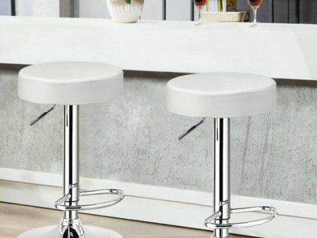 1 PC Round Bar Stool Adjustable Swivel Pub Chair-White Online now