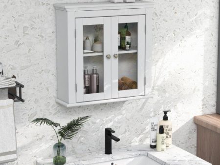 Wall Mounted Door Cabinet with 3-Level Adjustable Shelf-White For Cheap